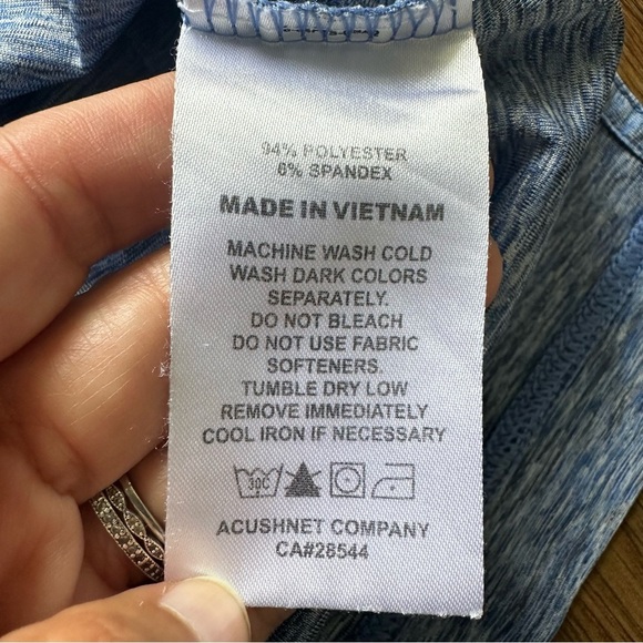 Footjoy Golf Polo Shirt Mens Medium Blue Polyester Spandex Performance Logo - Picture 4 of 8